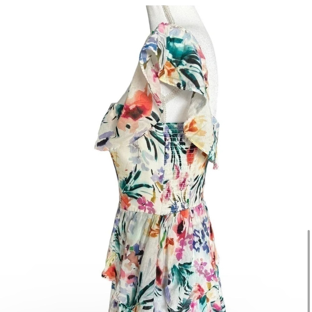 Amanda Uprichard Floral Venezia Off Shoulder Tiered Skirt Gown Size Medium - Picture 7 of 10